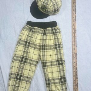 Toddler Yellow & Black Striped Pants Set w/ Matching Hat – Size 100 – Polo Style